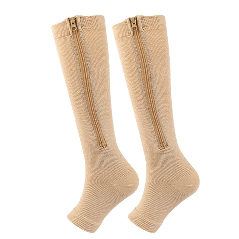 4 Compression Socks for Varicose Support with Zipper Outdoor Running Fitness Hiking Anti-fatigue Medical Diabetes Swelling Care