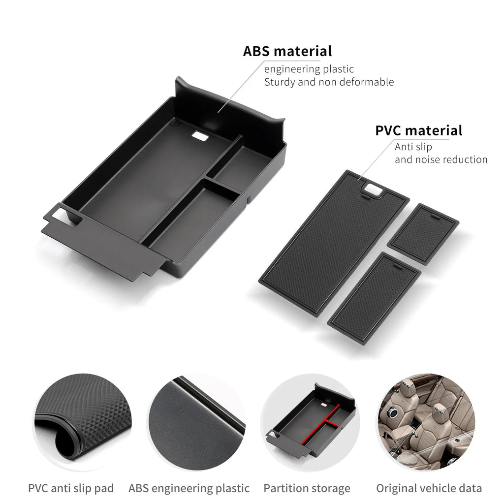 For Chery Tiggo 9 2024-2026 (FULWIN T9/Tiggo 8L/Tiggo 9X) Armrest Storage Box Car Tray Organizers Accessories Tidying Black ABS