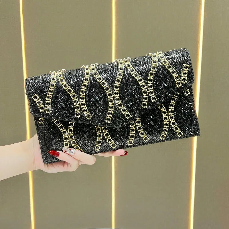 New Dinner Clutch Diamond Dinner Party Women's Shoulder Bag Luxury Brand Diamond Sparkling Fashion Women's Bag High Quality