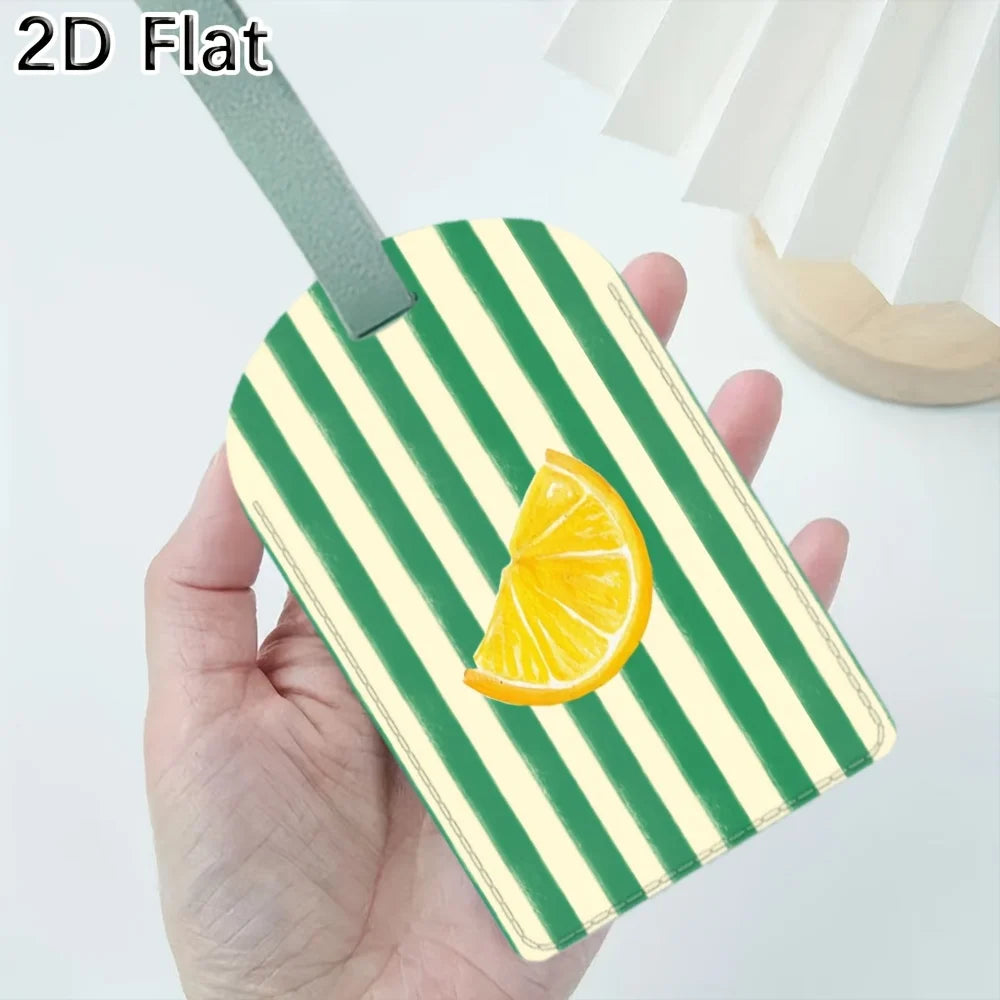 Luggage Tag Travel Baggage Identifier with Lemon Slice Green Striped Pattern for Suitcase Bag Luggage Label Accessories