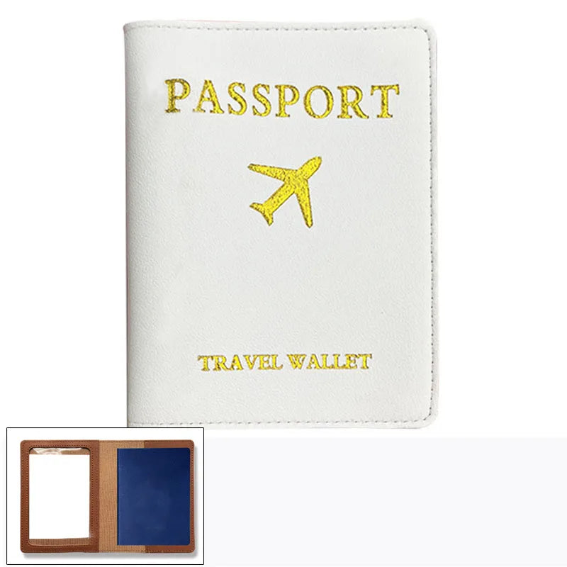 1pcs PU Leather Passport Cover Holder Women Men Passport Cover Flight Ticket Clip Multifunctional Passport Wallet Id Holder Case