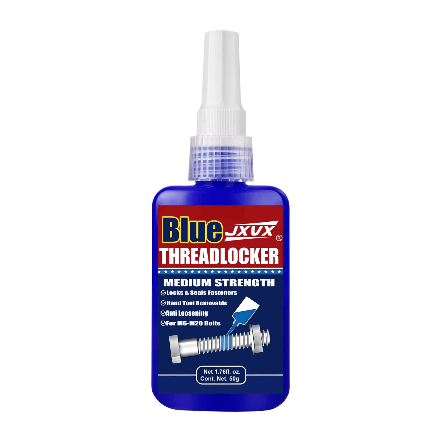 Blue Threadlocker, Medium Strength Threadlocker, Blue Anaerobic Adhesive for Fixing Screws and Nuts, Anti-Loosening, Anti-Corrosion, Oil Resistant, Anti-Loosening/Anti-Corrosion