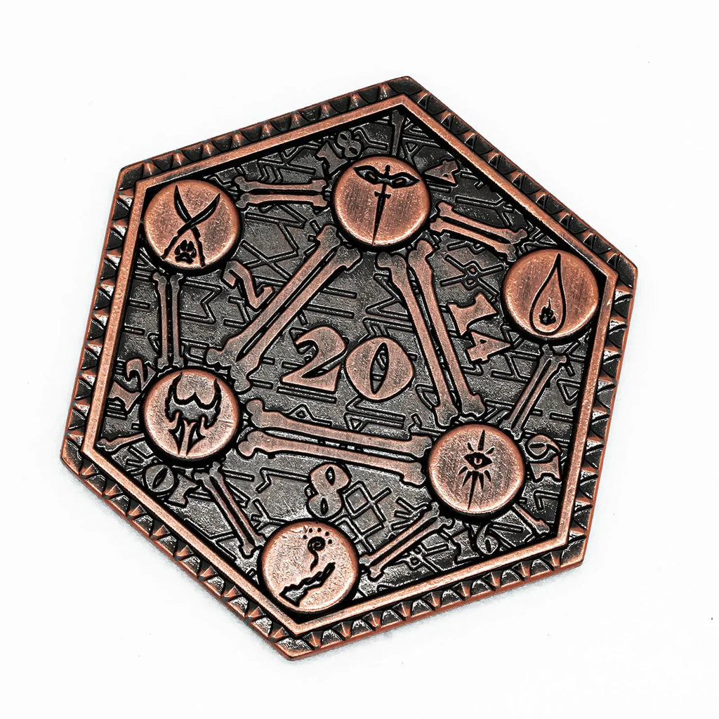 1Pcs D20 Coin Creative Metal Coins 45mm Metal Plated for RPG D&D Game Lovers Critical Fumble Novelty Board Games