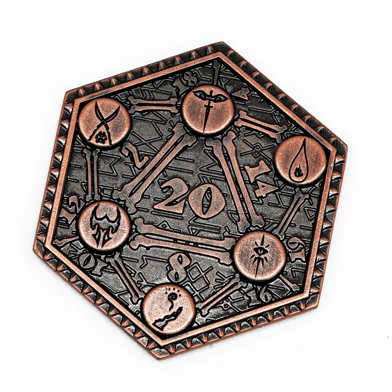 1Pcs D20 Coin Creative Metal Coins 45mm Metal Plated for RPG D&D Game Lovers Critical Fumble Novelty Board Games