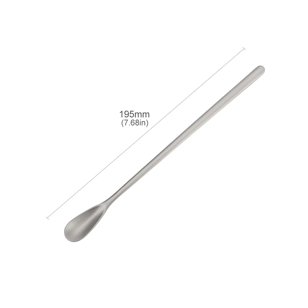 Titanium Alloy Spoon Long Handled Dessert Spoon Outdoor Camping Milk Tea Coffee Bar Mixing Spoon
