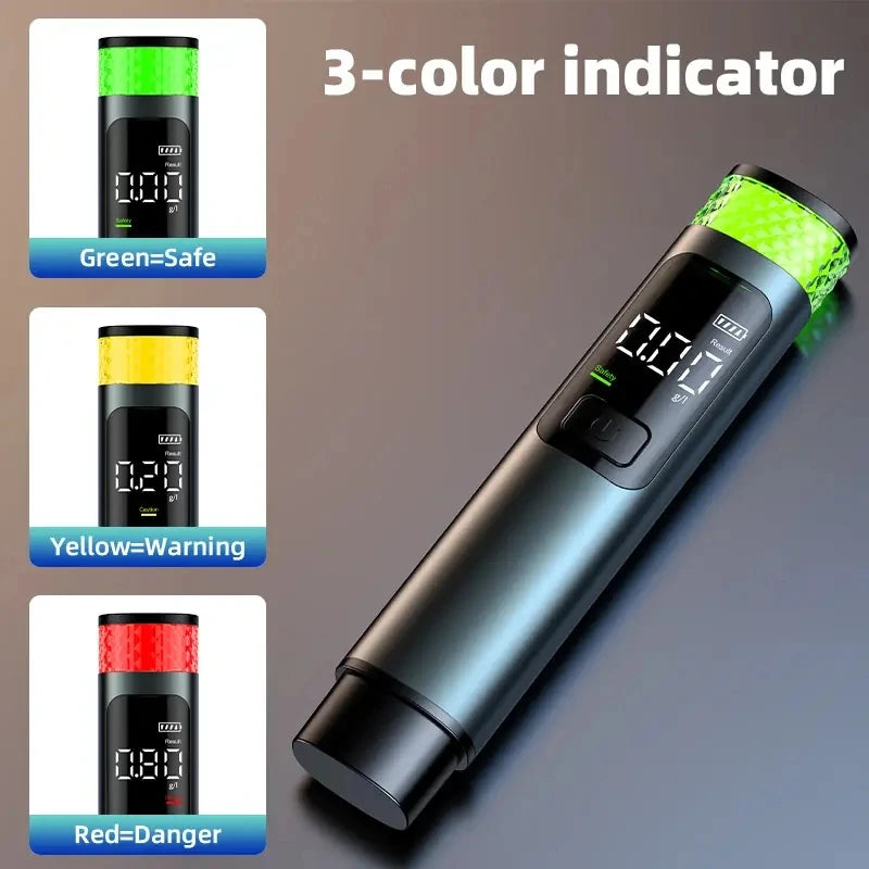 2-in-1 LED Indicator Automobile Alcohol Tester Breathalyzer Breath Detector with Safety Hammer Emergency Window Breaker
