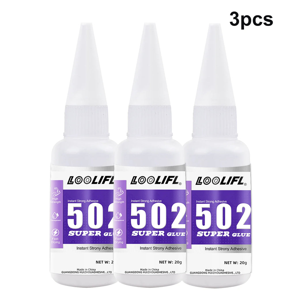 Loolifl 502 Super Glue Multi-Purpose Adhesive, Suitable for Metal, Plastic, Diy, and Small Craft Repairs 20g Quick-Drying Glue