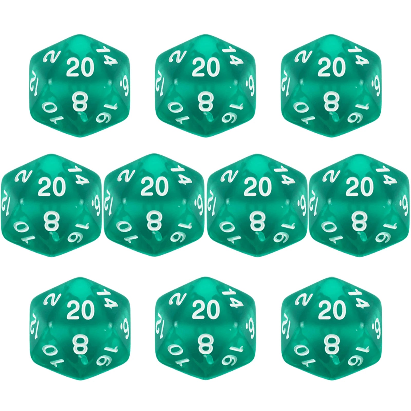 D20 Dice Set 10pcs/set Polyhedral 20 Sided Transparent Dice for Role Playing DND COC Entertainment Board Game