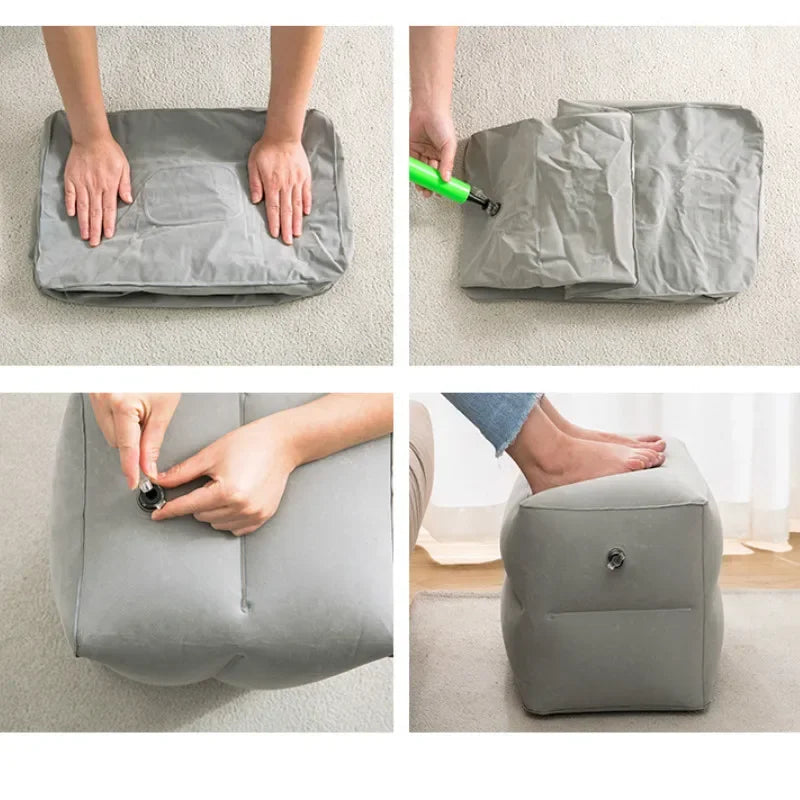 Inflatable Travel Pillow Foot Pad Airplane Car Bus Footrest stool Height Adjustable Kids Flight Sleeping Resting Pillow mx920103