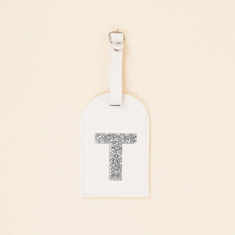 A-Z Rhinestone Monogram Leather Luggage Tag Suitcase Label Baggage Boarding Bag Tags Name ID Address Holder Travel Accessorie
