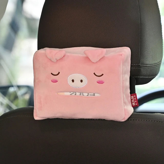 Car Tissue Box Cute Plush Animals Napkin Tissue Paper Holder Portable Drawer Box Car Styling Multi-function Car Supplies Women