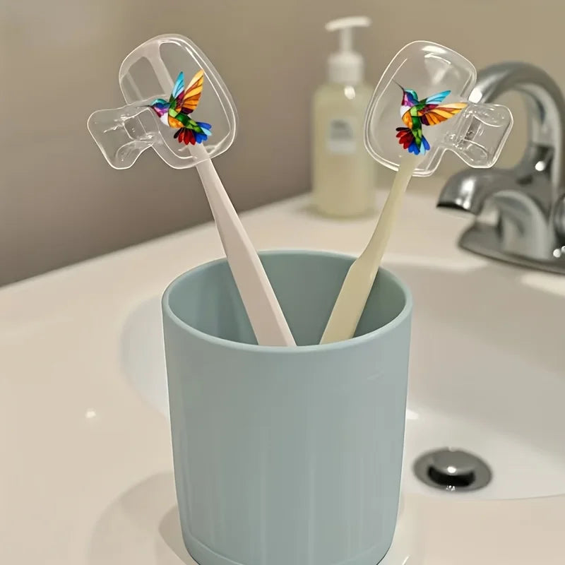 2pcs Colorful Hummingbird Portable Dustproof Odorless Toothbrush Case Ventilation Holes to Keep Brush Heads Clean And Dry Gifts