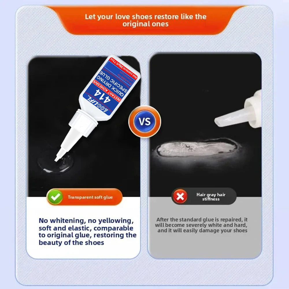 414 Instant Adhesive, Highly Waterproof Quick Drying Super Glue, Universal Adhesive for Shoes, Rubber, Metal, Plastic Repair
