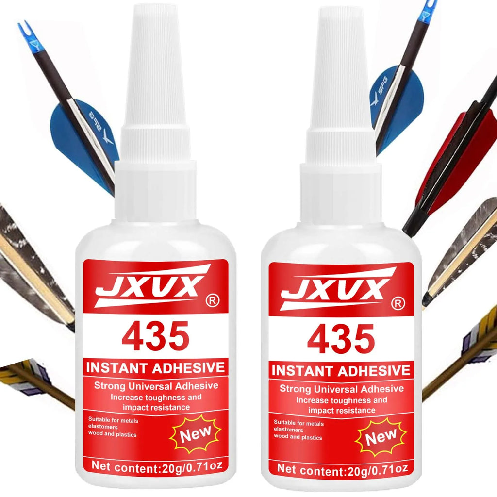 JXVX Fletching Glue 20g, Heavy Duty Arrow Glue Kit for Carbon, Aluminum, Wood Shafts, Instant & Clear Arrow Insert Adhesive Bonder for Fletching Vanes, Feathers and Inserts,1-10pcs.