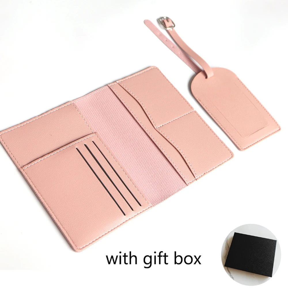 Custom Initials Passport Holder Suitcase Tag Set Luxury  Personalize Name logo Gift Lightweight Travel Accessories Set With Box