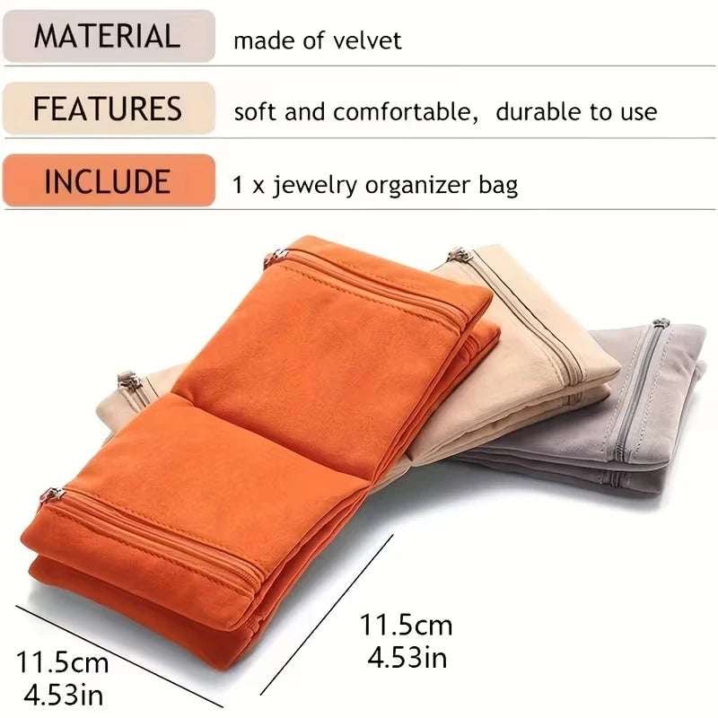 Multifunctional Organizer Bag – Zippered pouch for jewelry, cosmetics, and wallet; portable, foldable travel organizer.