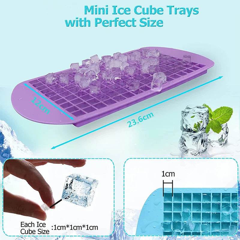 LMETJMA Silicone Mini Ice Cube Trays 160 Crushed Ice Cube Molds Easy Release Small Ice Cube for Chilling Whiskey Cocktail JT42