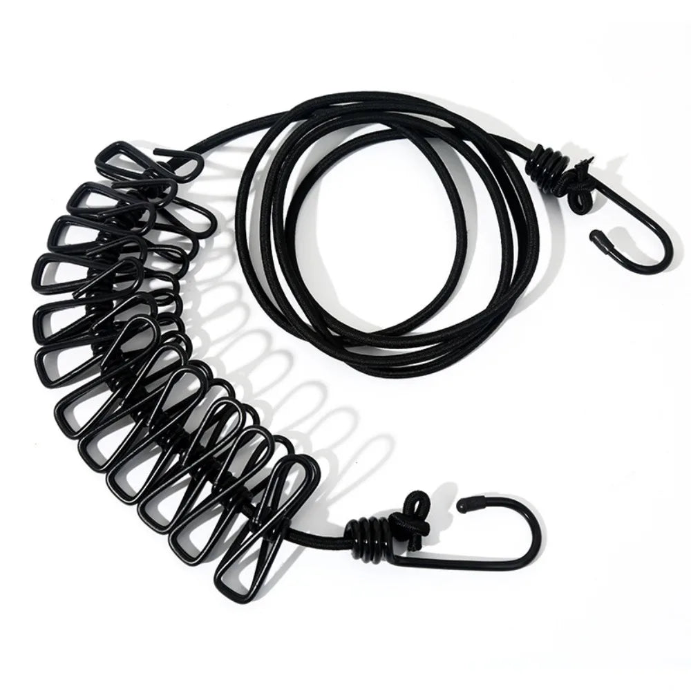 Portable Windproof Clothesline with 12 Clips Colorful Travel Clothesline Clothesline Rope Outdoor