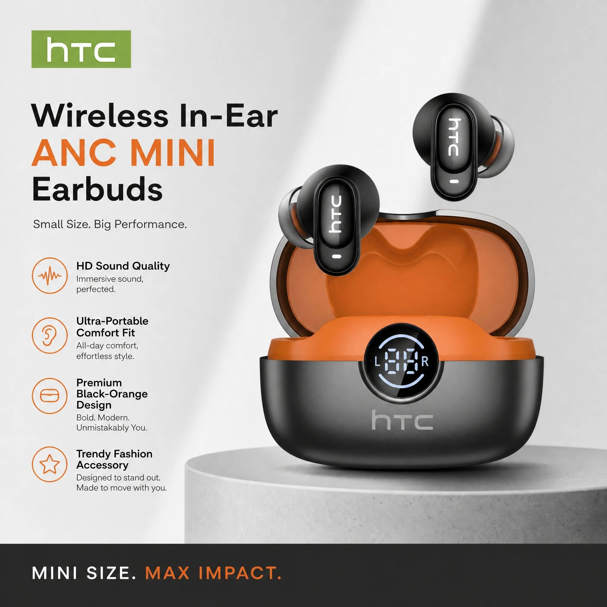 HTC NE79 Bluetooth Earphones Sports Gaming Long Battery Comfort Wireless Headphones Premium Sound Quality Soft In-ear Earbuds