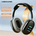 KEBIDUMEI Bluetooth 5.3 Headphones with LCD Screen Noise Cancellation Wireless Headsets with FM Radio 3.5mm Over Ear Earphones