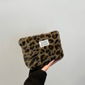Leopard print plush Makeup Bag Large capacity portable travel toiletry bag Cosmetics Clutch Bag Premium storage bag