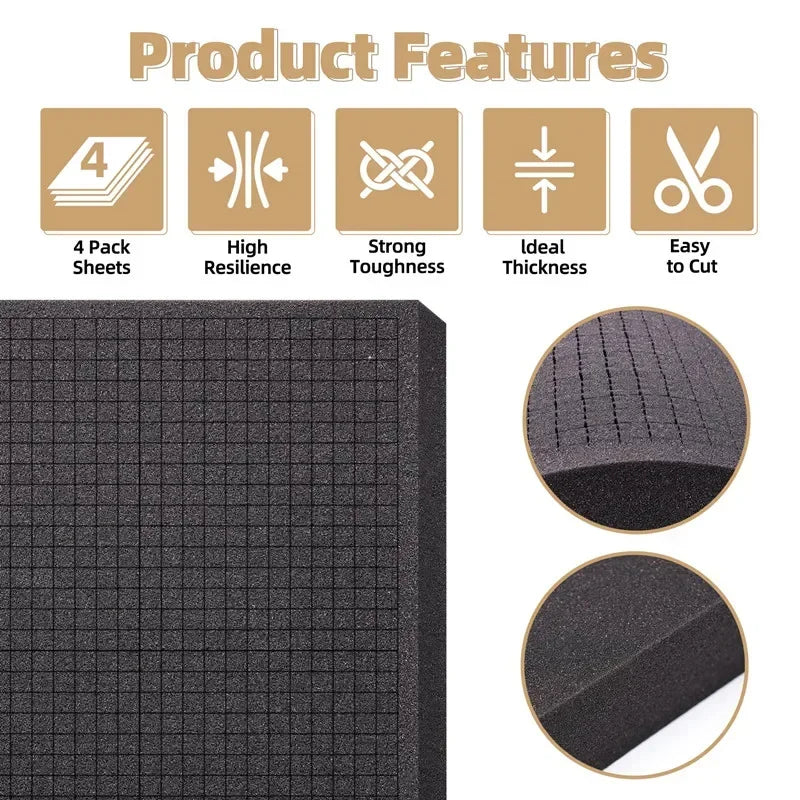 4 Pack 40x30x5cm Pick Apart Foam Insert Pluck Pre-cut Foam DIY Shape for Board Cases Storage Drawer Toolbox Foam Inserts