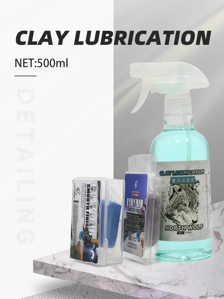 DETAILING 200G Car Clay Bar & 500ml Magic Synthetic Lubricant Set Auto Detailing Cleaning For Car Paint Wheel Hubes Glass