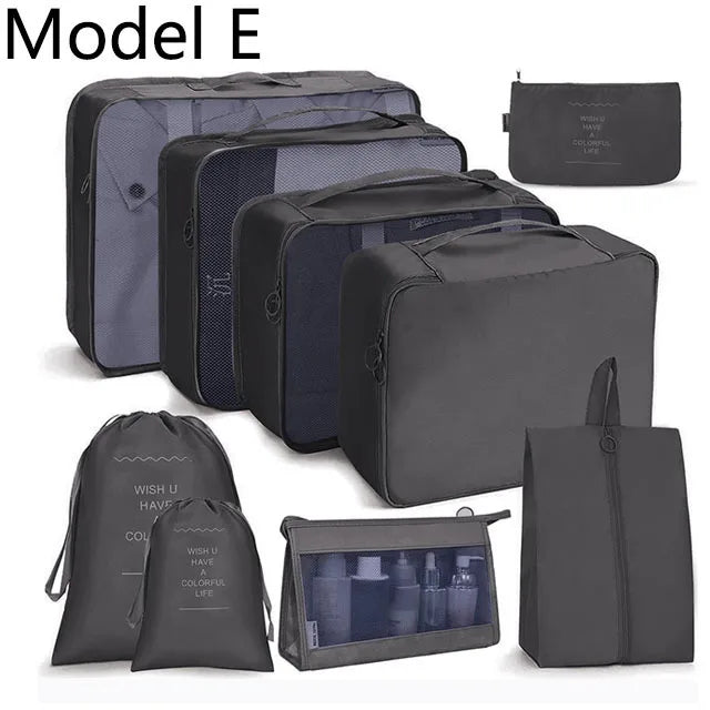 9Pcs/set High Quality Luggage Storage Bags For Packing Cube Clothes Underwear Cosmetic Bag Travel Suitcase Organizer Bag Pouch