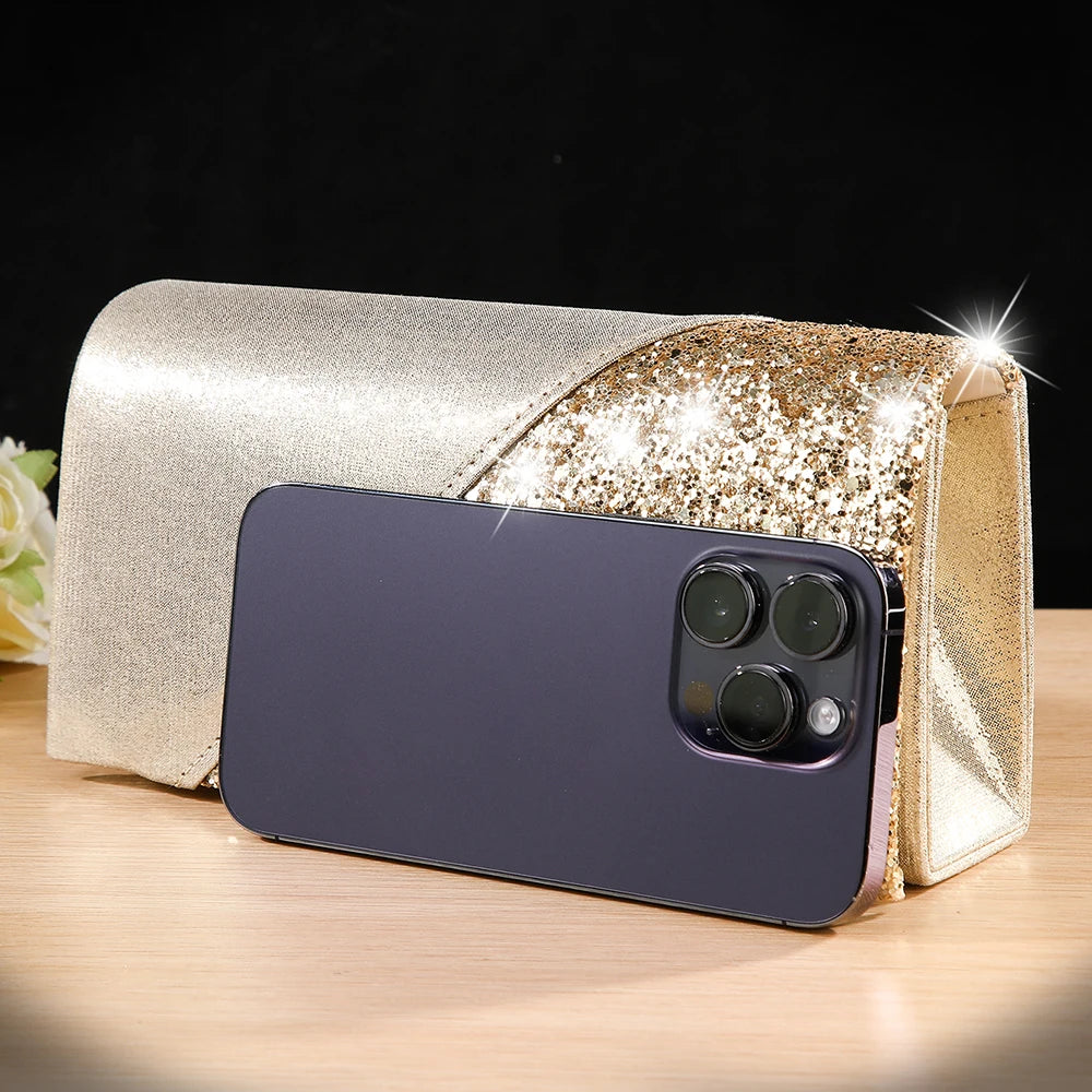 New metallic patchwork evening bag - elegant party and gathering cross-body bag - bridal and bridesmaid bag for wedding banquet