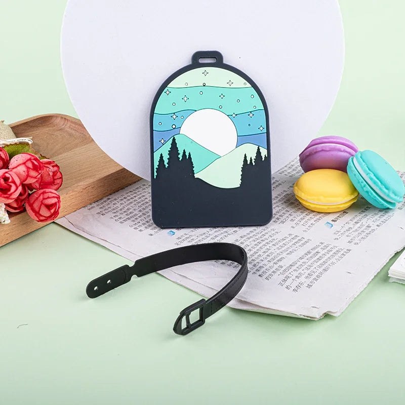Camping Mountain Landscape Luggage Tag Nature Scenery PVC Suitcase Identifier Label Travel Baggage Name Tag Backpack Accessory