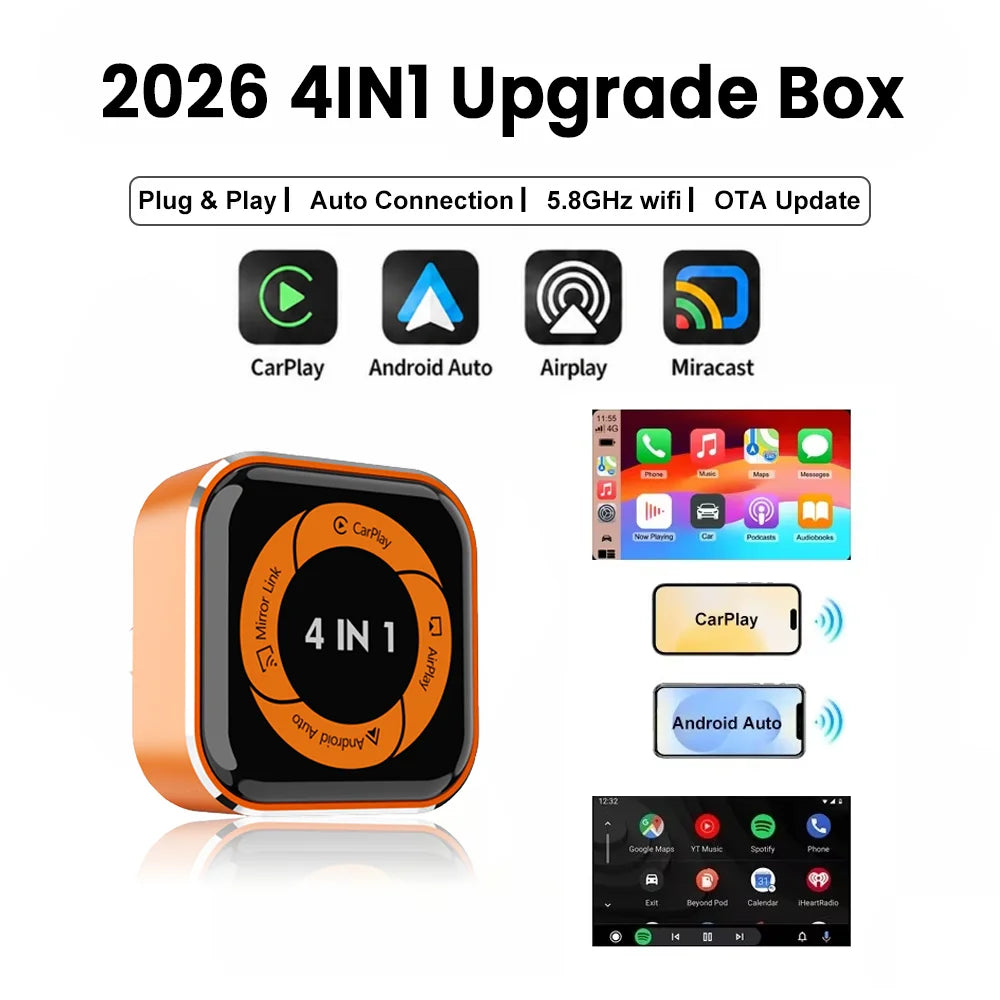 CarRocket Wireless Carplay Smart Box Android Auto Adapter Mirror Link Airplay Plug&Play Connect Universal WiFi 5 Bluetooth 5.0