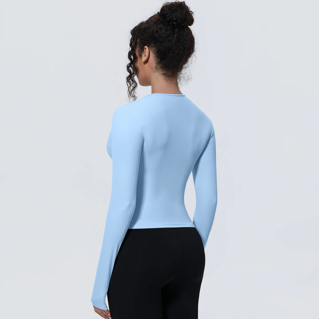 Woman's Yoga Long Sleeved Gym Sports Running Top Slim Breathable Soild Color Fitness Top Running Shirts Gym Top Yoga Sport Top