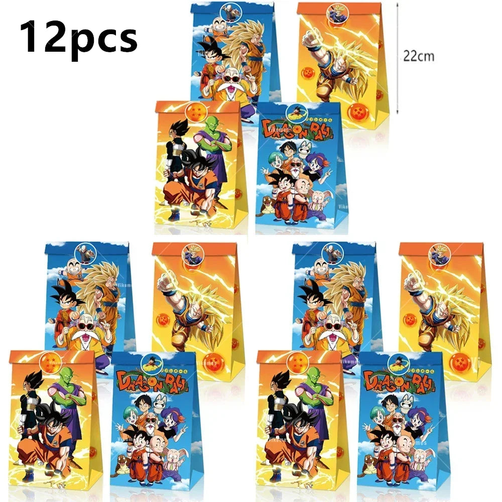 Dragoned Ball Z Balloons Happy Birthday Banner Goku Vegeta Ballons Party Decoration Plate Disposable Tableware Cake Topper Toy