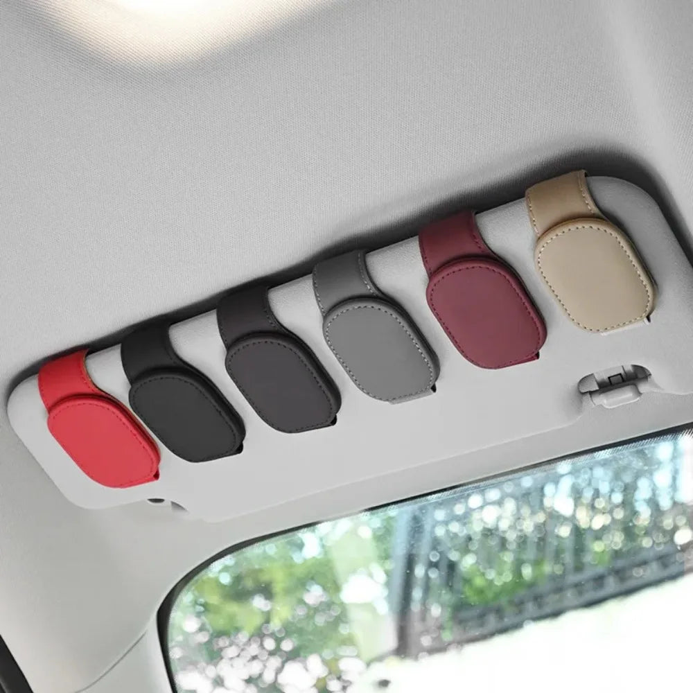 Magnetic Leather Eyeglass Hanger Clip Universal Car Sunglasses Holder Visor Organizer for Men Women Ticket Card Clip