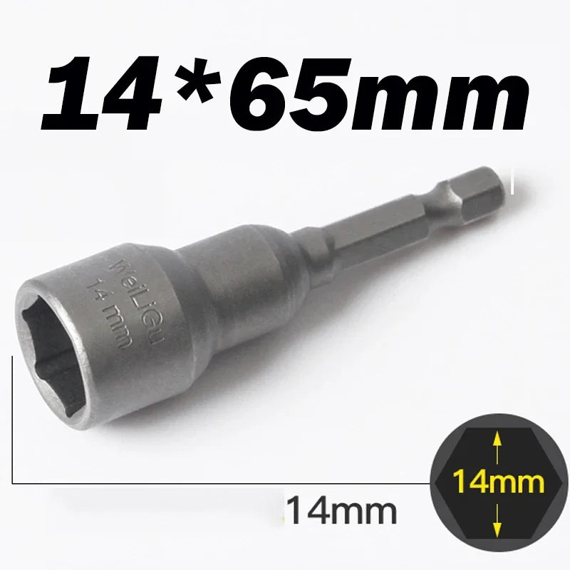 Hongtu 1Pcs Magnetic Hex Socket Driver - Chromium-Vanadium Steel, Hex Shank, Impact-Ready, 6~23mm Nut Socket Wrench Bit