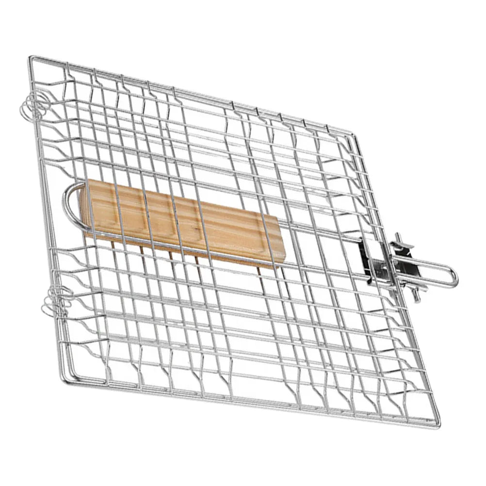 Stainless Steel Fish Grilling Rack Heat-Resistant Bbq Grill Basket Camping Picnic Outdoor Barbecue Meat Vegetable Grill Mesh