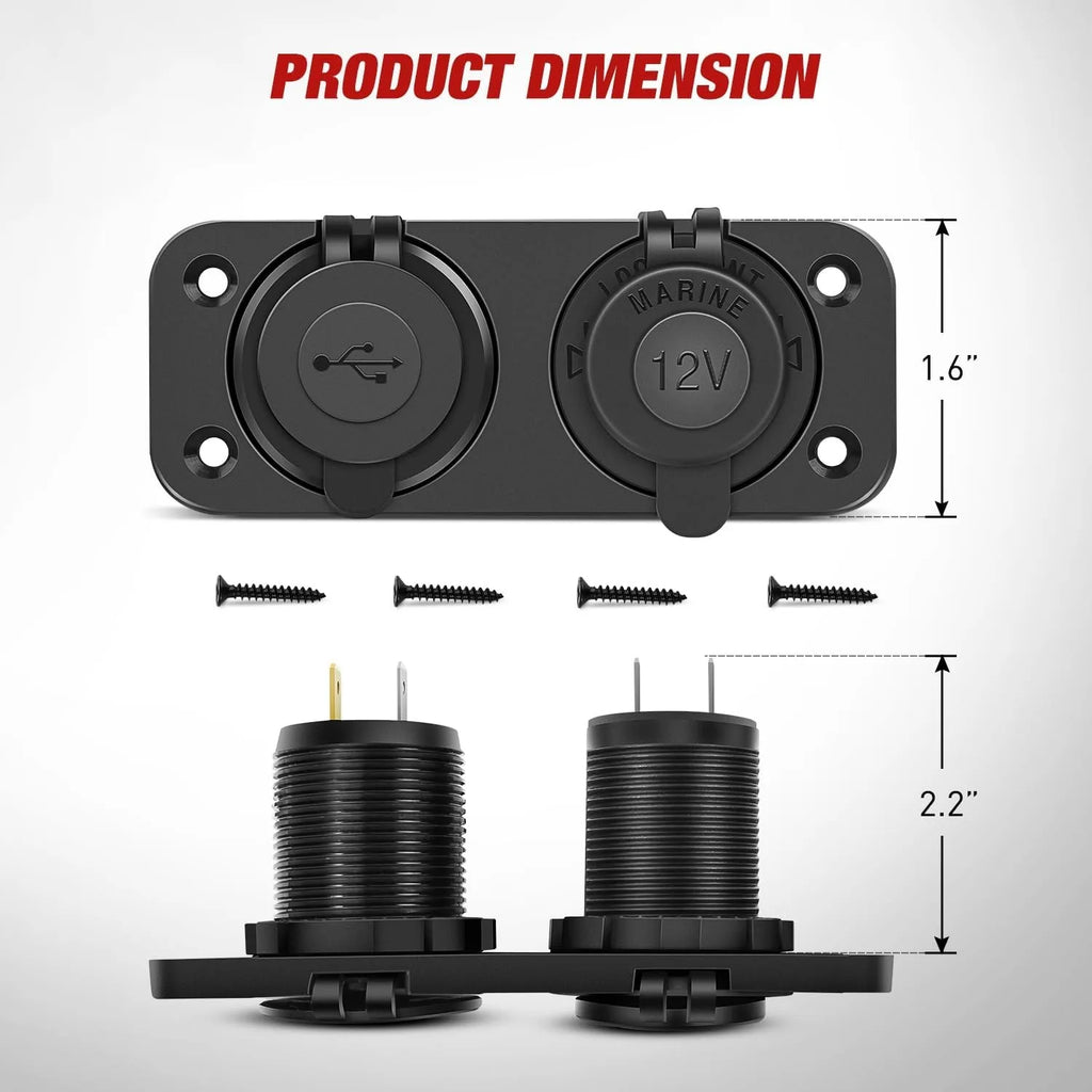 Nilight QC 3.0 Dual USB Charger and Cigarette Lighter Socket Pre-Wired 12V-24V with Cigar Power for Cars Trucks