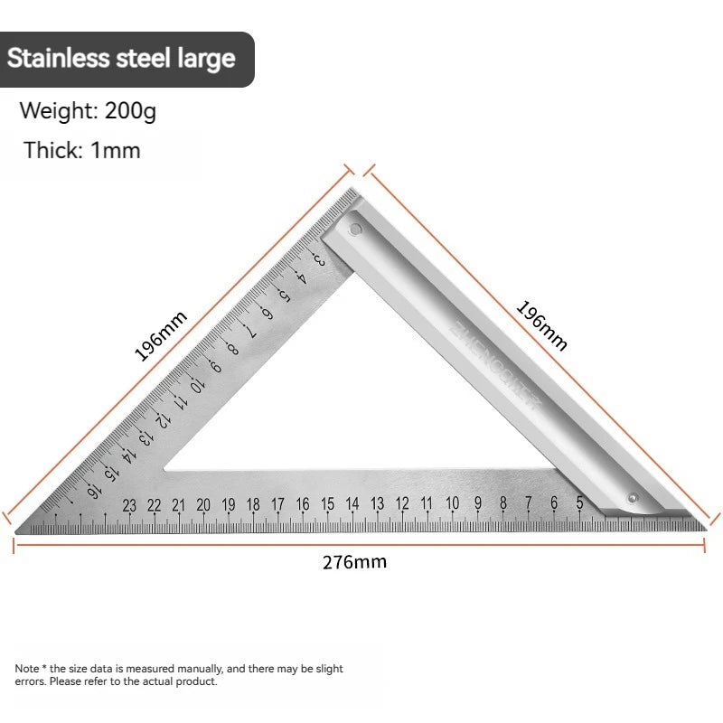 1pcs Triangle Angle Ruler Metric Aluminum Alloy Angle Protractor Triangular Measuring Ruler Woodwork Speed Square Triangle