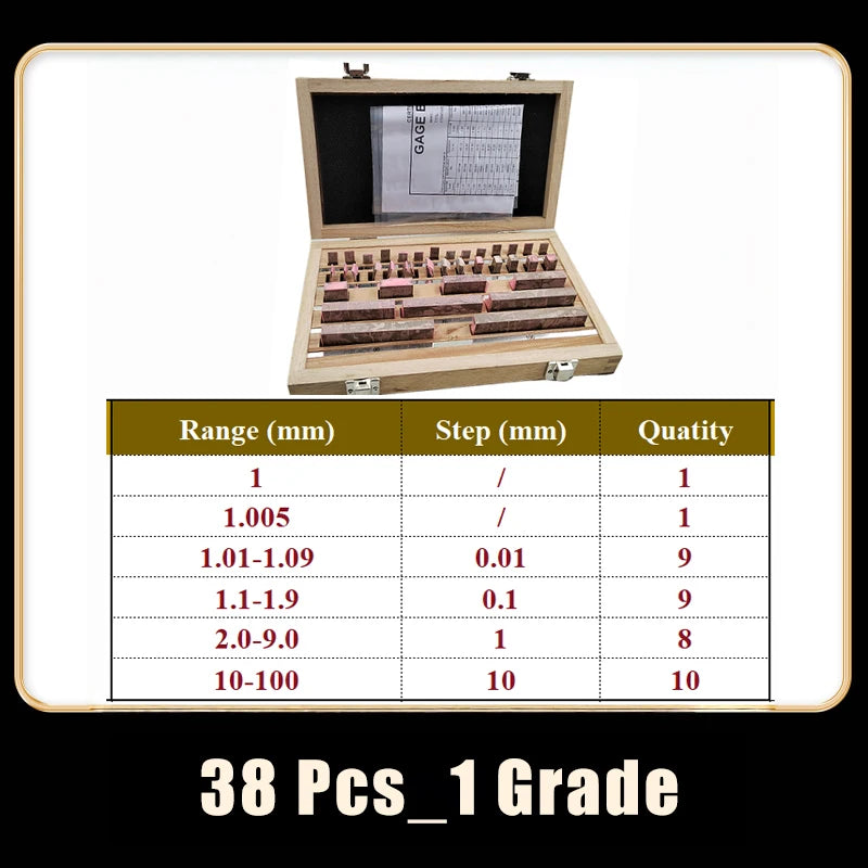 6-47Pcs/Set High Precision HSS Gauge Block Set, Metric/Inch Calibration Block Gage, Grade 0/1 with Certificate, Customizable