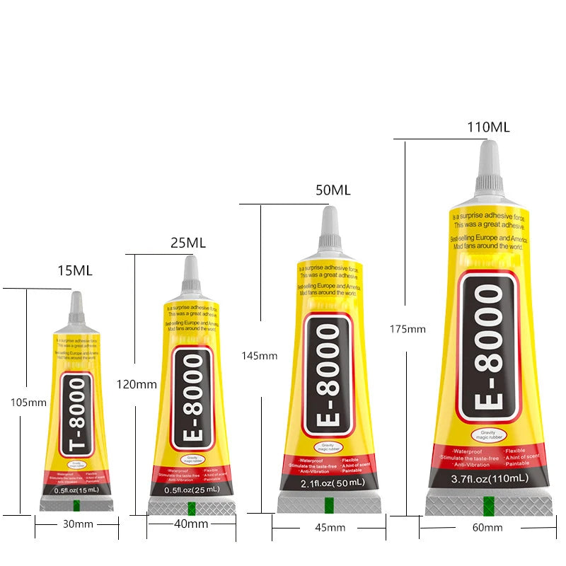E8000 Multi-Purpose Liquid Glue Super Strong Adhesive for Jewelry Crafts Rhinestones DIY Phone Screen Glass Nail PLR 15/50/110ml