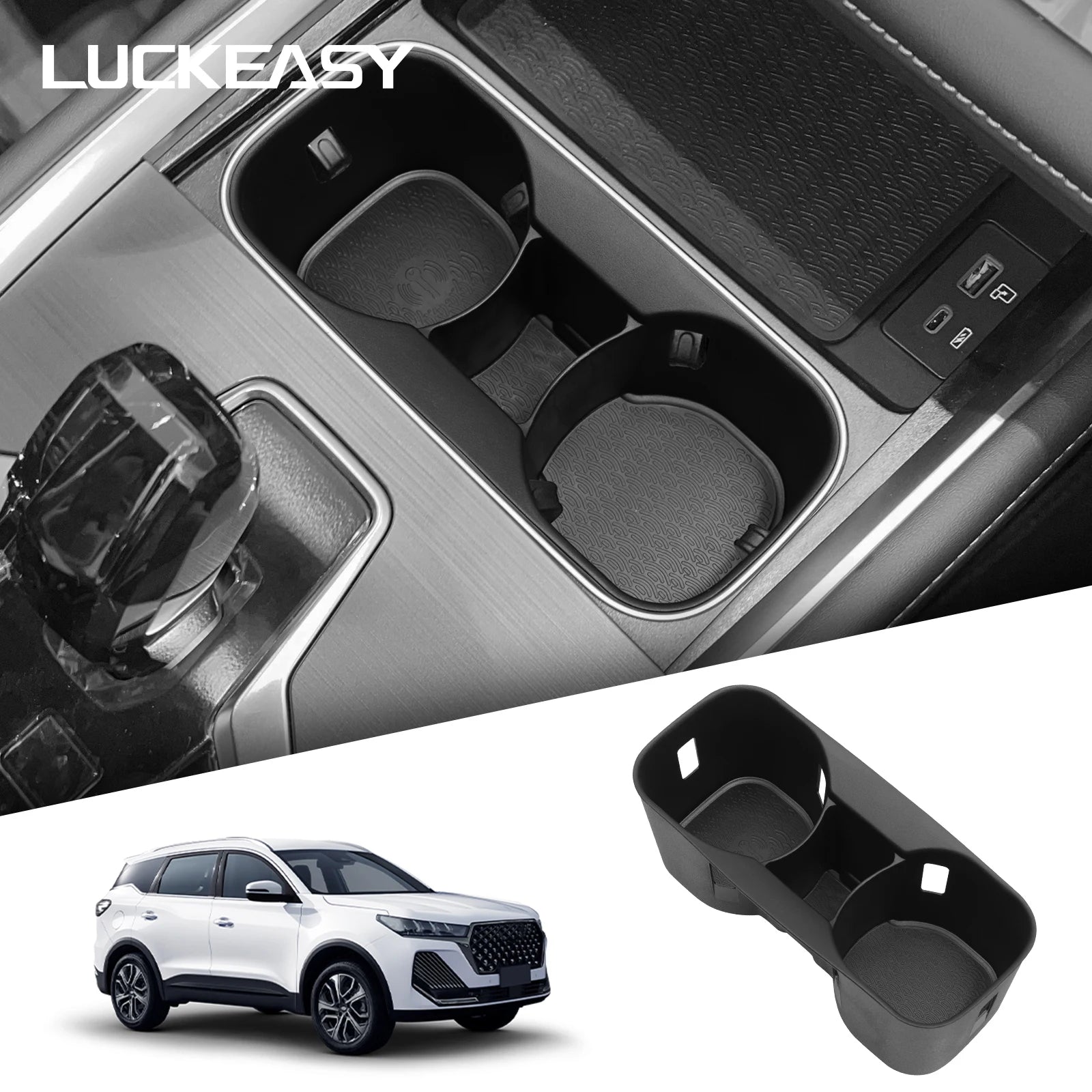 LUCKEASY for Chery Tiggo 7/Tiggo 8 2024-2025 Central Control Cup Holder Drinks Storage Box Water Cup Holder Car Accessories