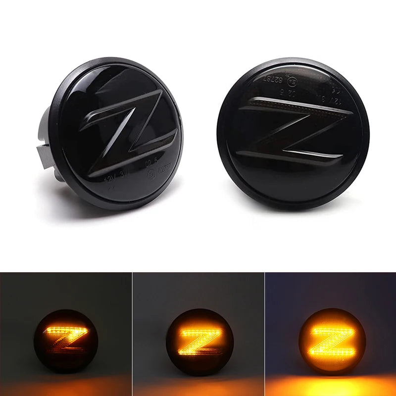 2Pcs LED Side Marker Light For Nissan 370Z Z34 2009-2020 350Z Z33 2003-2009 Side Fender Dynamic Turn Signal Indicator Lights