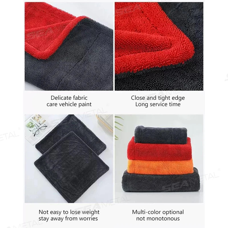 SEAMETAL 1200GSM Car Cleaning Towel Heavy Duty Thicken High-Absorbent Drying Cloth Ultra-Soft Scratch Free Car Detailing Towel