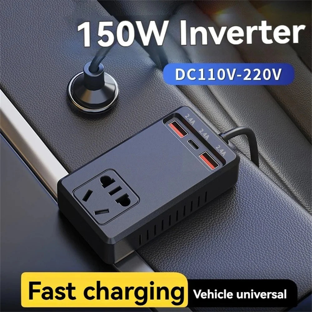 200W Cigar Lighter Adapter Inverter Car Power Adapter Converter DC 12V/24V to AC 220V Converter QC 3.0 PD Type-C USB-C Chargers
