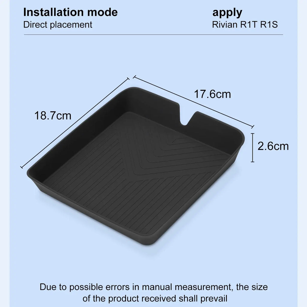 for RIVIAN R1T R1S Secone Row Armrest Storage Box Silicone Car Tray Organizing Tidying Auto Accessories  Black
