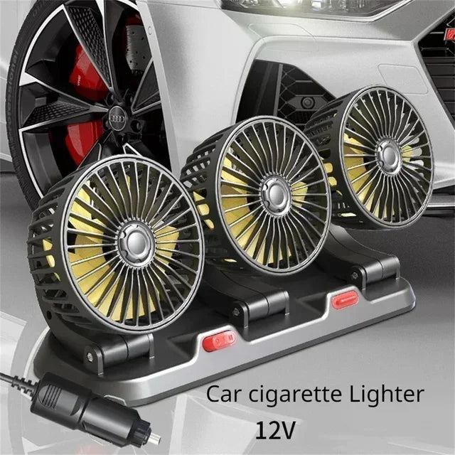 Automotive Fan Car Fan 5/24v 360° Adjustable 1/3 Head Air Fan Low Noise Multifunctional Temporary Parking Card Auto Vehicles Fan