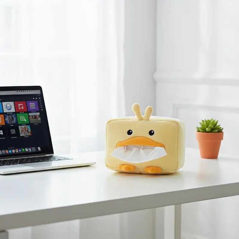 Cartoon Tissue Box Holder Cute Short Plush Tissue Boxes Bracket Auto Armrest Box Car Seat Back Car Decorations Car Tissue Holder
