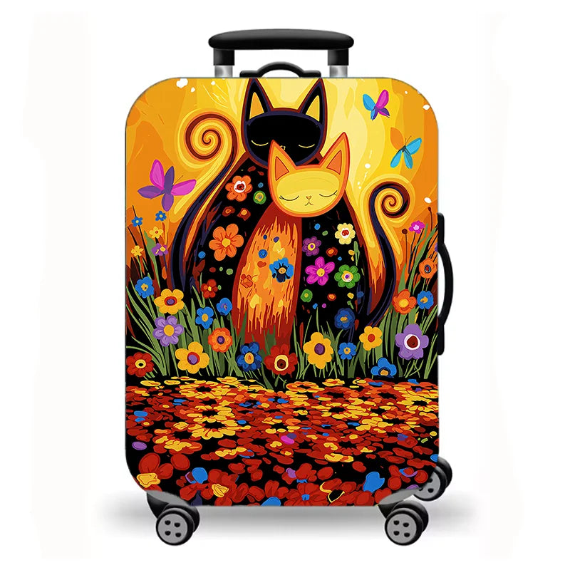 Luggage Cover, Cute Cartoon Cat Kitten Paw Print Stretch Suitcase Protector, Washable Anti-Scratch Travel Baggage Cover