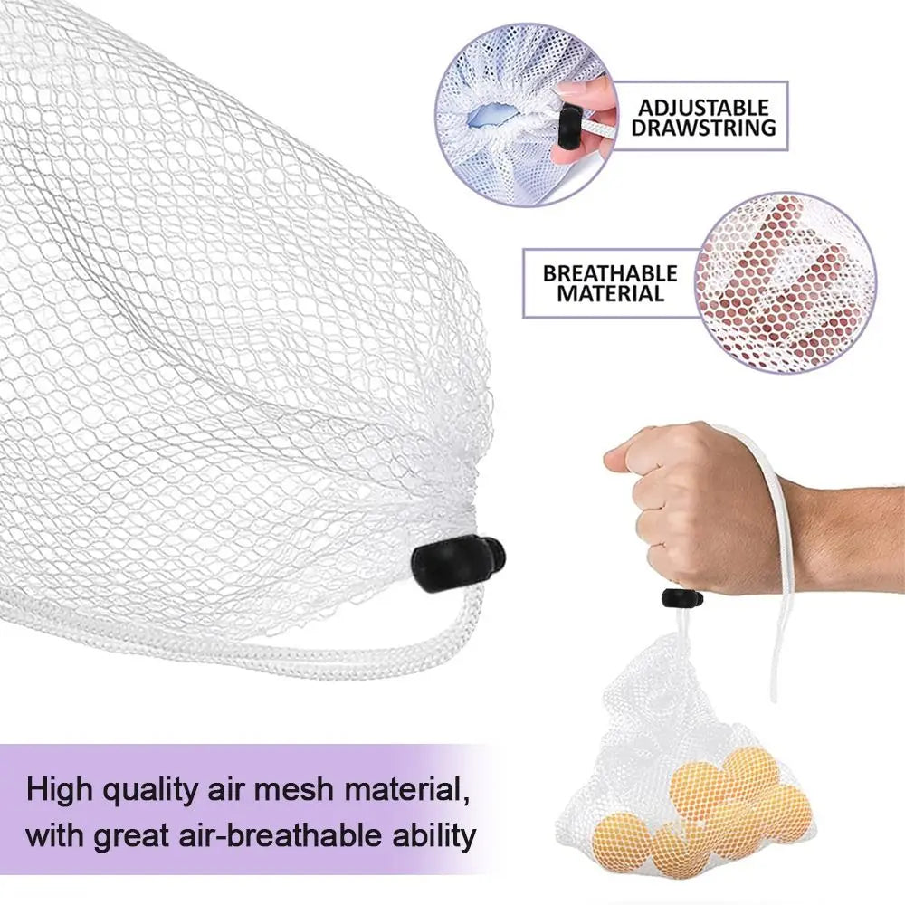 Durable Nylon Mesh Drawstring Storage Pouch Bag Multi Purpose Home Travel Outdoor Activity Pouch Laundry Bag