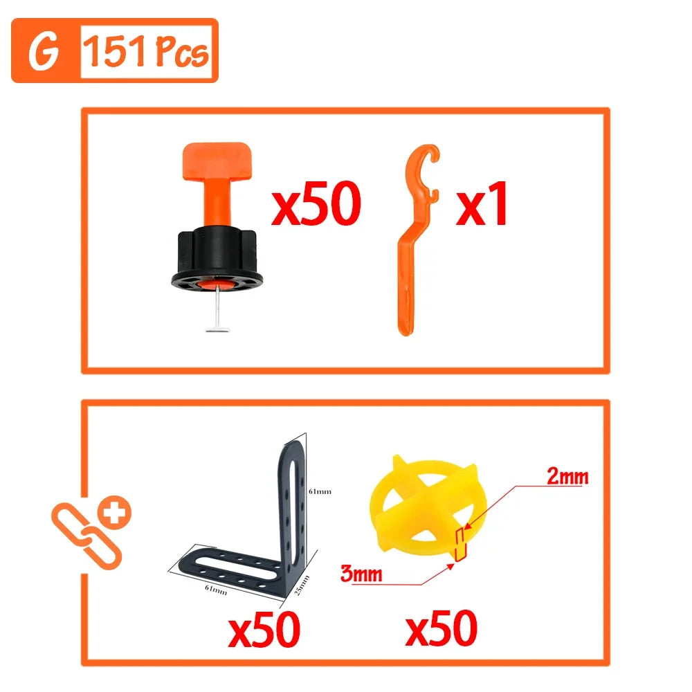 51-402Pcs Floor Tile Leveling System Clips Spacers Porcelain Ceramic Leveler Kit For Tile Laying Wall Fixing Construction Tools